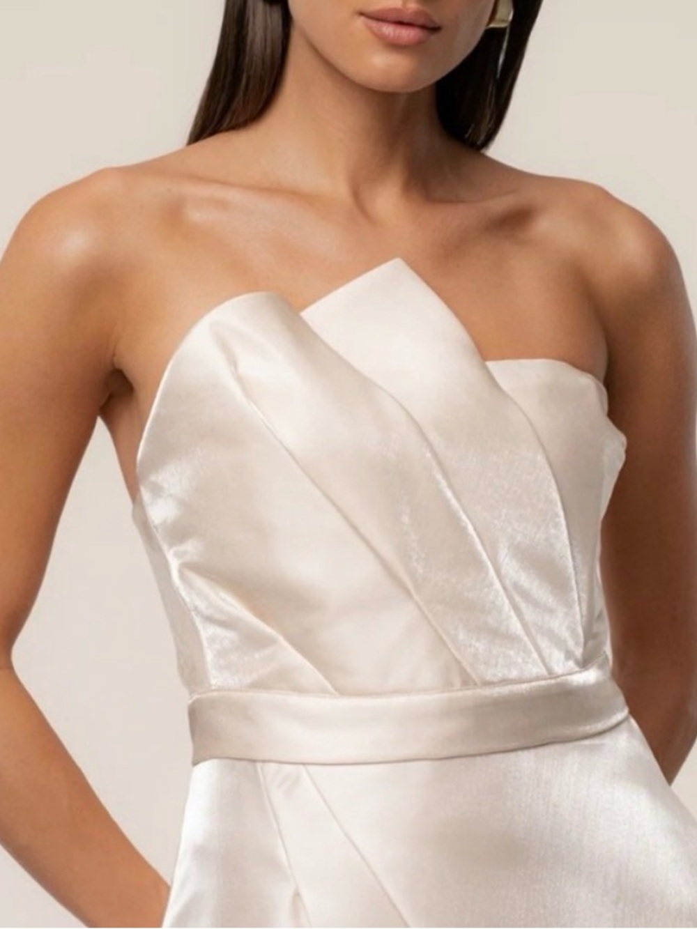 JLUXLABEL Strapless Satin top in Ivory